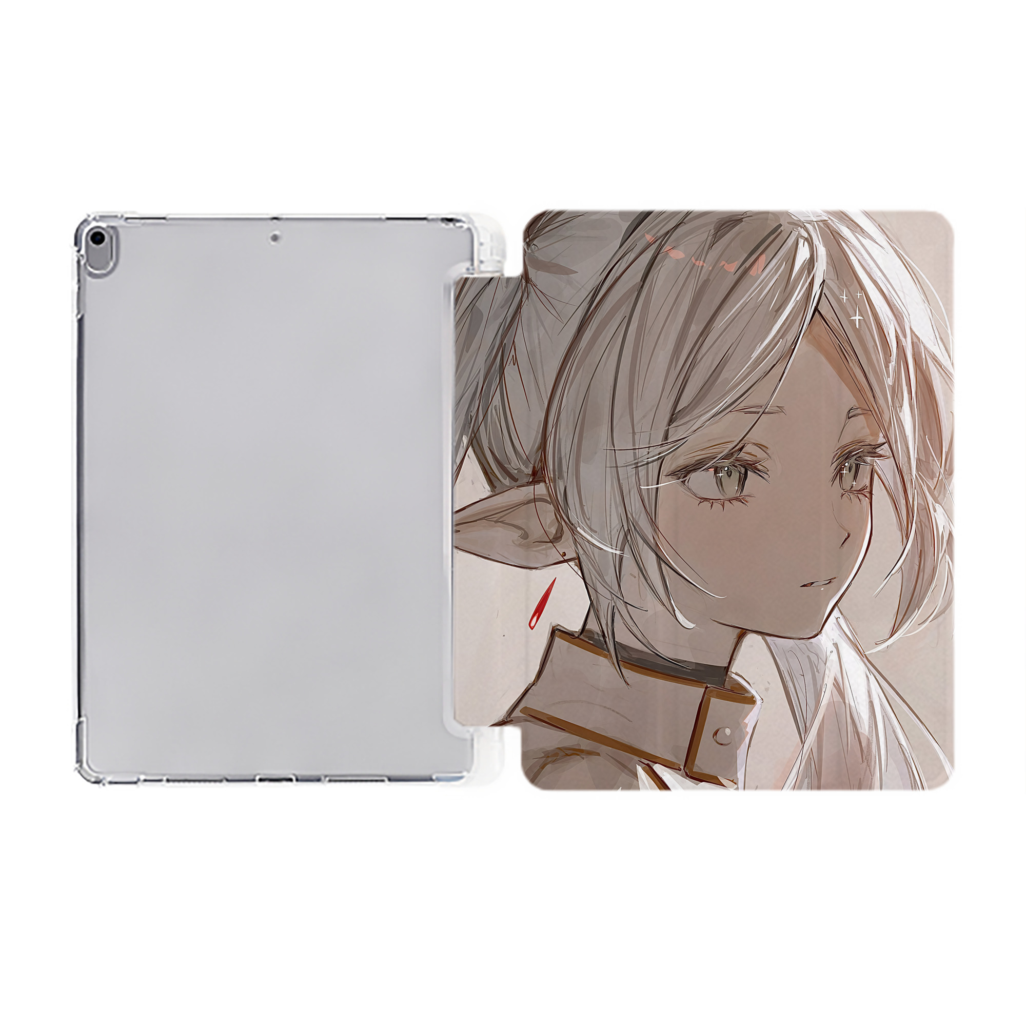 （画像用） 葬送のフリーレン Frieren IPad ケース ペン収納付き 三つ折りスタンド PUレザー×シリコン 対応機種9.5/10.5/10.9インチ